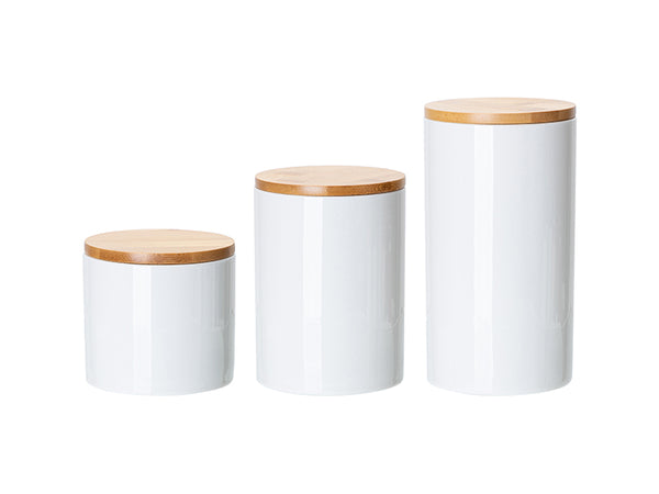 Craft Express Ceramic Storage Jars with Bamboo Lids - Pack of 3